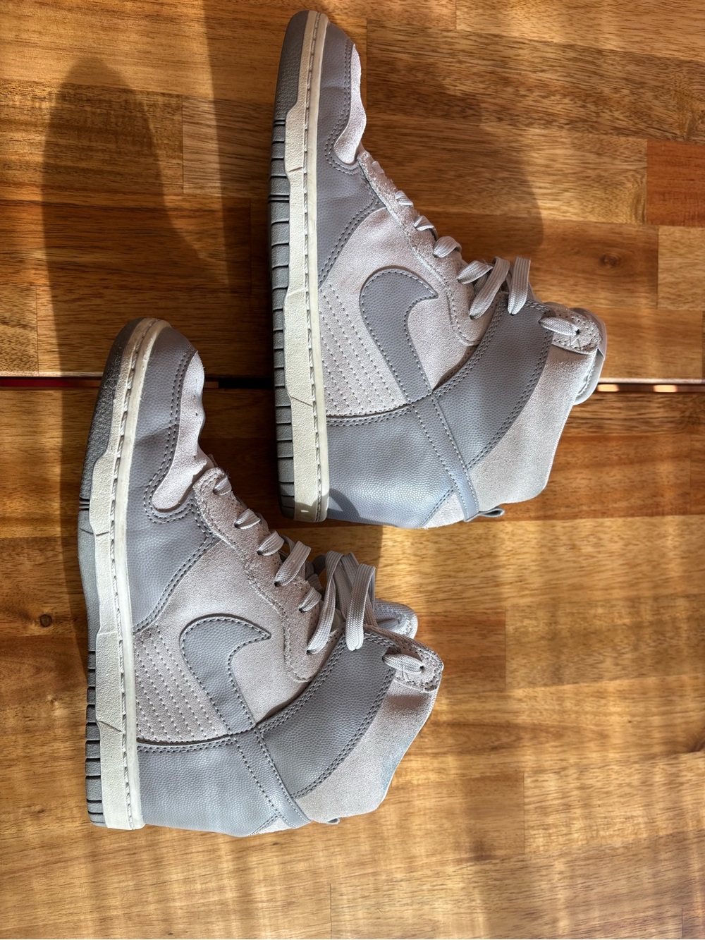 Women’s Nike Hidden-Wedge High-Top Sneakers in Light Gray and White